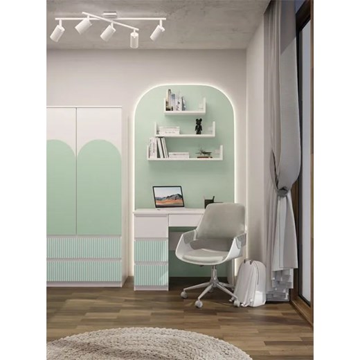 Lewostronne biurko do nauki biały + miętowy - Arsa 4X Elior One Size Edinos.pl