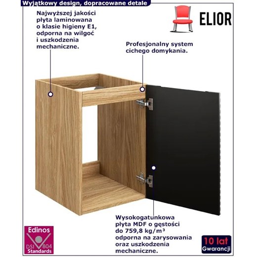 Czarna wisząca szafka łazienkowa z frontem 3D - Eret 6X Elior One Size Edinos.pl