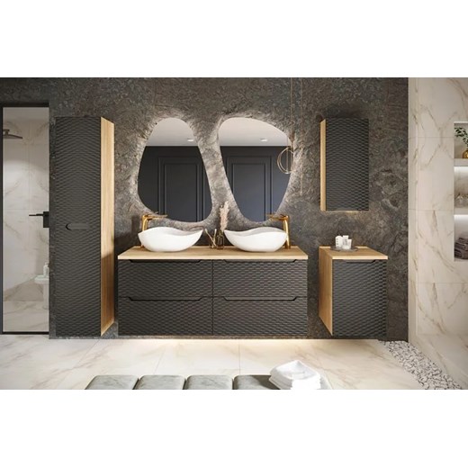 Czarna wisząca szafka łazienkowa z frontem 3D - Eret 6X Elior One Size Edinos.pl