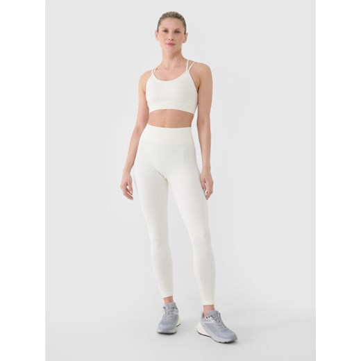 Damskie legginsy treningowe 4F 4FWSS25TFTIF380 - białe ze sklepu Sportstylestory.com w kategorii Spodnie damskie - zdjęcie 179257060