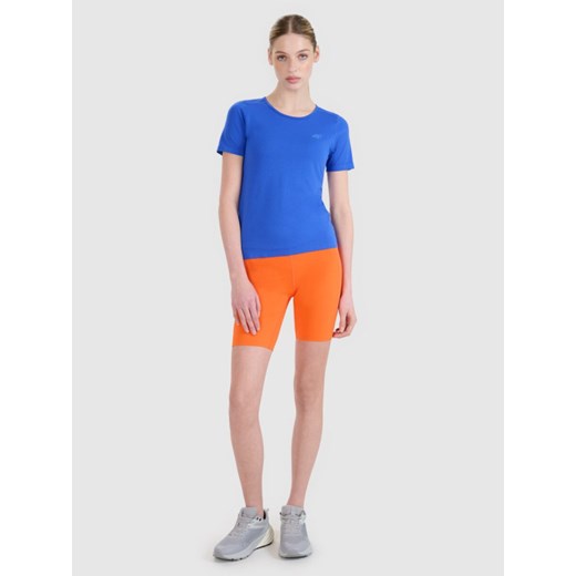 Damskie legginsy kolarki do biegania 4F 4FWSS25TFSTF027 - pomarańczowe ze sklepu Sportstylestory.com w kategorii Szorty - zdjęcie 179257372