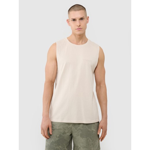 Męski top oversize 4F 4FWSS25TSLEM128 - beżowy ze sklepu Sportstylestory.com w kategorii T-shirty męskie - zdjęcie 179257544