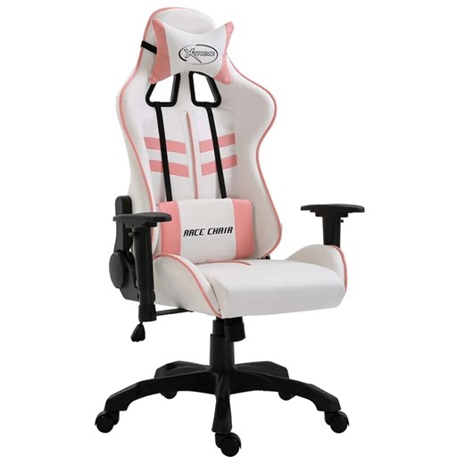 Biało-różowy ergonomiczny fotel gamingowy - Elaja ze sklepu Edinos.pl w kategorii Krzesła biurowe - zdjęcie 179260100
