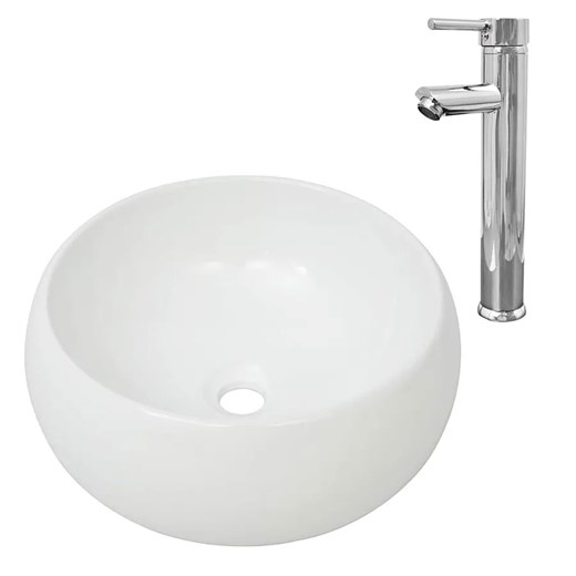 Ceramiczna umywalka nablatowa z baterią - Leli 3X ze sklepu Edinos.pl w kategorii Łazienka - zdjęcie 179261532