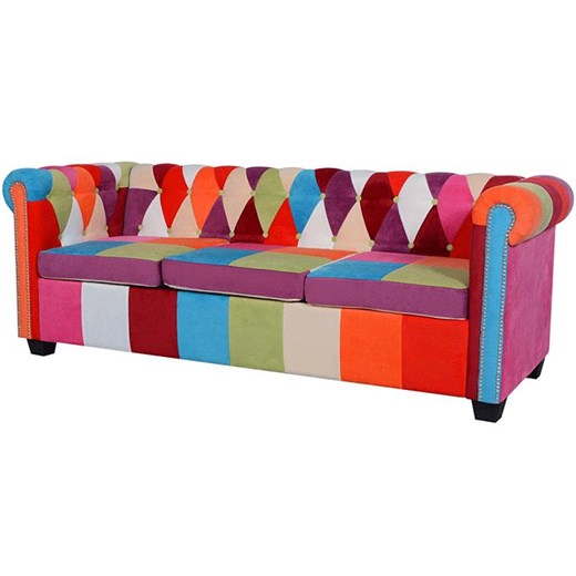 Sofa patchwork w stylu chesterfield Triss - trzyosobowa Elior One Size Edinos.pl