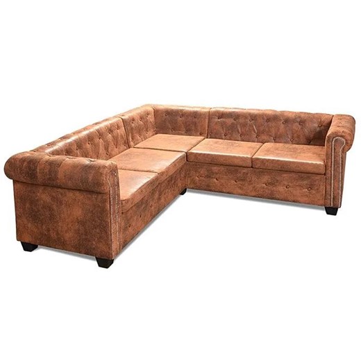 Klasyczny narożnik chesterfield Origo - rudy ze sklepu Edinos.pl w kategorii Narożniki - zdjęcie 179262944