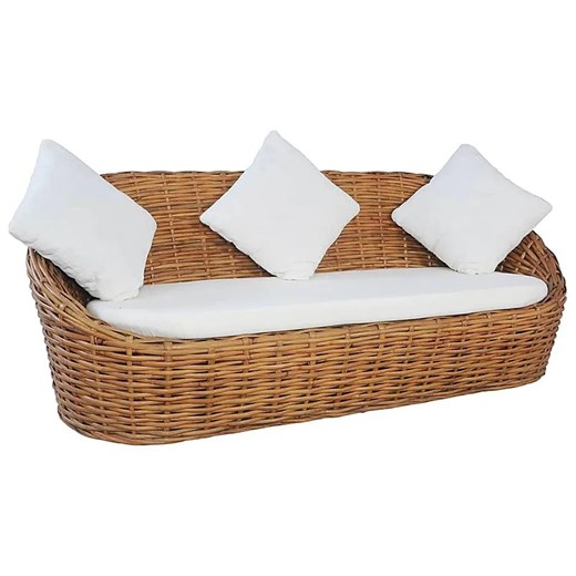 Trzyosobowa sofa z naturalnego rattanu - Evon ze sklepu Edinos.pl w kategorii Sofy i kanapy - zdjęcie 179263780