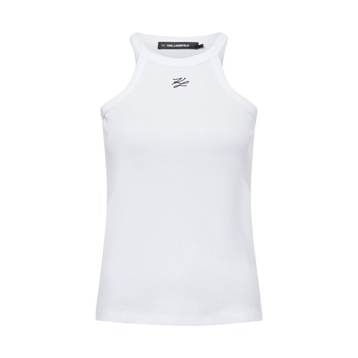 KARL LAGERFELD Top damski - Autograph Tank Kobiety Bawełna biały jednolity ze sklepu vangraaf w kategorii Bluzki damskie - zdjęcie 179267211