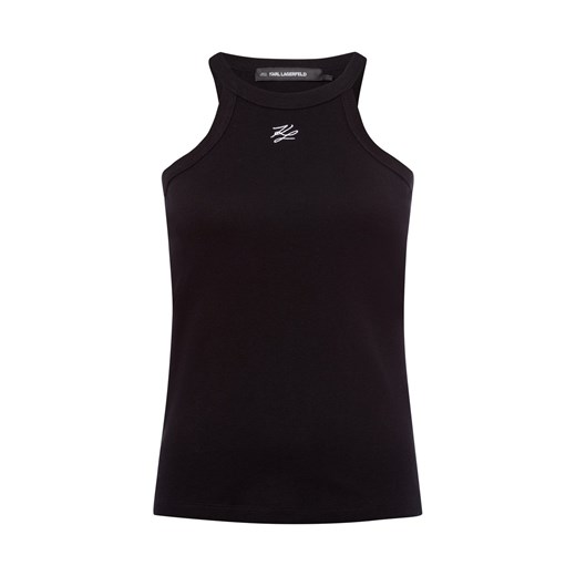 KARL LAGERFELD Top damski - Autograph Tank Kobiety Bawełna czarny jednolity ze sklepu vangraaf w kategorii Bluzki damskie - zdjęcie 179267212