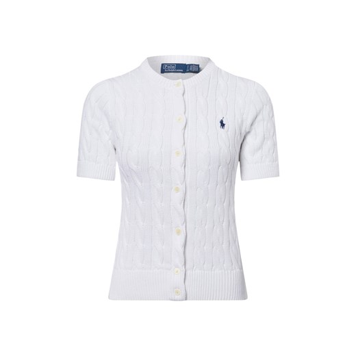 Polo Ralph Lauren Damski kardigan z krótkim rękawem Kobiety Bawełna biały jednolity ze sklepu vangraaf w kategorii Bluzy damskie - zdjęcie 179267242