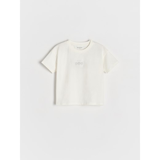Reserved - Bawełniany t-shirt - złamana biel ze sklepu Reserved w kategorii T-shirty chłopięce - zdjęcie 179267892
