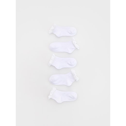 Reserved - Bawełniane skarpetki z koronką 5 pack - biały ze sklepu Reserved w kategorii Skarpetki dziecięce - zdjęcie 179268162