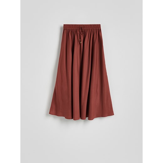 Reserved - Spódnica midi z lyocellu - miedziany Reserved XL Reserved