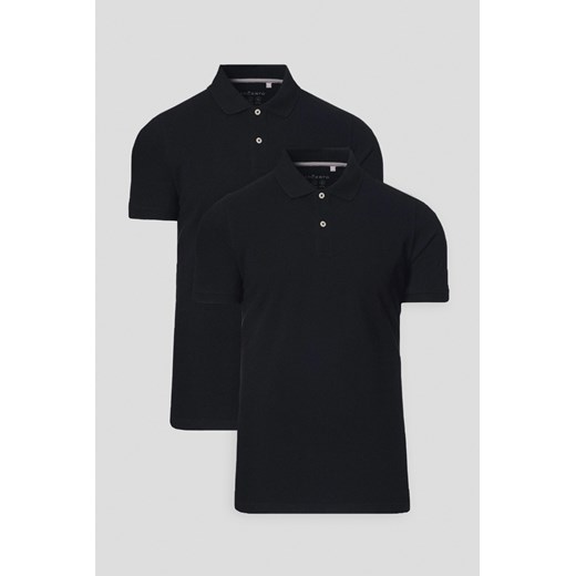 Zestaw 2 Koszulek Polo Czarnych Bawełnianych Jakob ze sklepu Lancerto S.A. w kategorii T-shirty męskie - zdjęcie 179272260