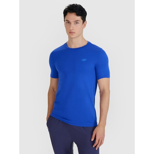 Męska koszulka do biegania 4F 4FWSS25TFTSM1262  - niebieska ze sklepu Sportstylestory.com w kategorii T-shirty męskie - zdjęcie 179273524