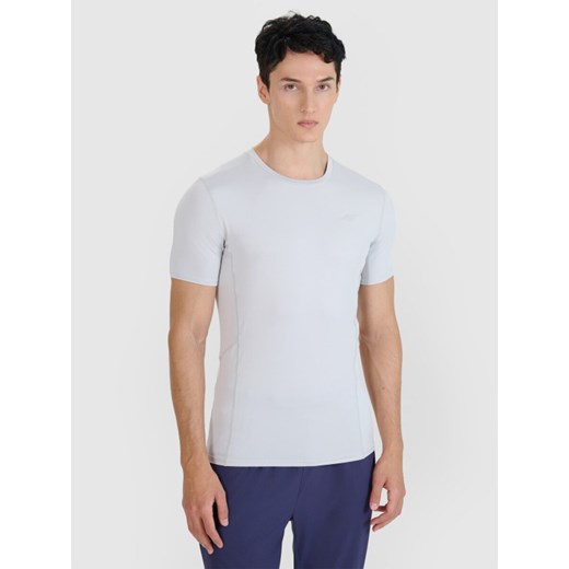 Męska koszulka do biegania 4F 4FWSS25TFTSM1263 - szara ze sklepu Sportstylestory.com w kategorii T-shirty męskie - zdjęcie 179273540