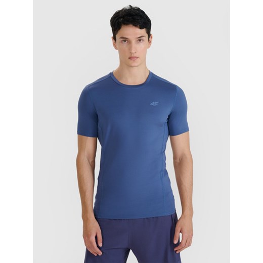Męska koszulka do biegania 4F 4FWSS25TFTSM1263 - niebieska ze sklepu Sportstylestory.com w kategorii T-shirty męskie - zdjęcie 179273550