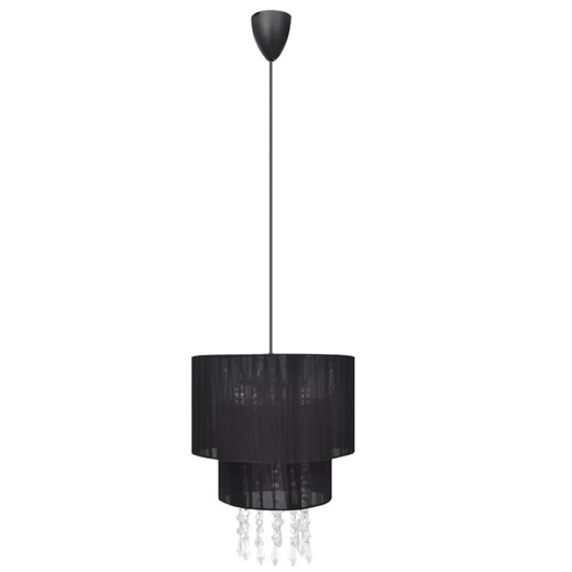 Czarna lampa wisząca z tkaniny do salonu - E968-Mirado ze sklepu Edinos.pl w kategorii Lampy wiszące - zdjęcie 179276773