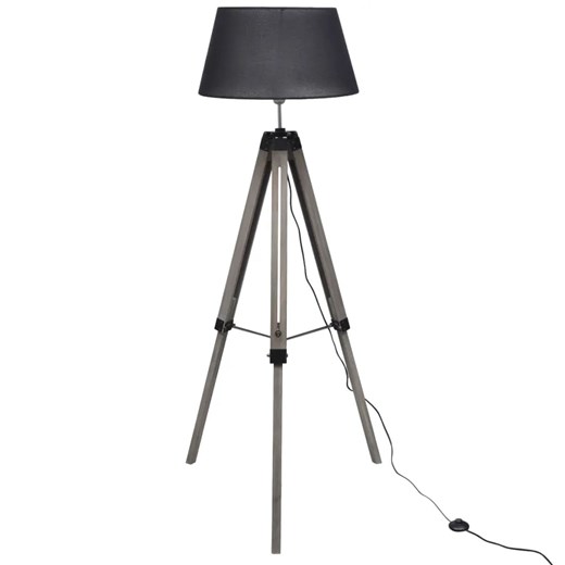 Czarna regulowana lampa podłogowa z drewna - EX04-Awol ze sklepu Edinos.pl w kategorii Lampy podłogowe - zdjęcie 179276803
