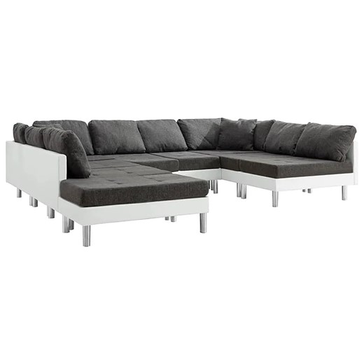 Sofa modułowa biało-ciemnoszara z ekoskóry  - Basket ze sklepu Edinos.pl w kategorii Sofy i kanapy - zdjęcie 179277443