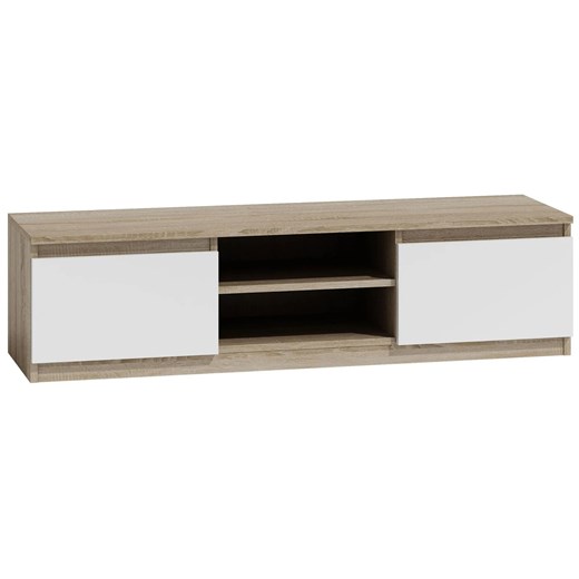 Szafka RTV Amida 2X 120 cm - biała + dąb sonoma ze sklepu Edinos.pl w kategorii Meble - zdjęcie 179277670