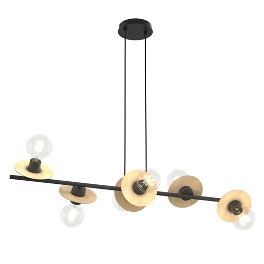 Czarno-drewniana nowoczesna lampa wisząca - D159-Sereni ze sklepu Edinos.pl w kategorii Lampy wiszące - zdjęcie 179278663