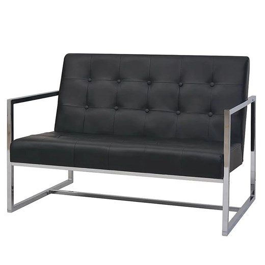 Zgrabna 2-osobowa sofa Aparro z ekoskóry - czarna ze sklepu Edinos.pl w kategorii Sofy i kanapy - zdjęcie 179279082
