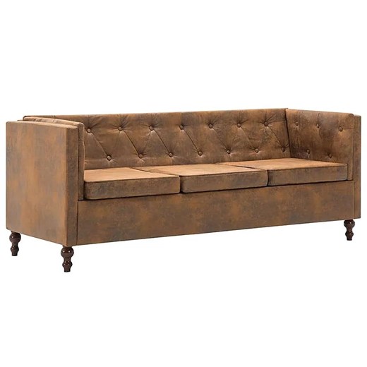 3-osobowa Sofa Majorka w stylu Chesterfield - brąz ze sklepu Edinos.pl w kategorii Sofy i kanapy - zdjęcie 179279212