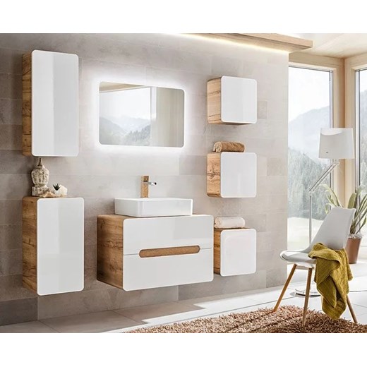 Wisząca szafka pod umywalkę nablatową biały połysk - Borneo 8X 80 cm Elior One Size Edinos.pl