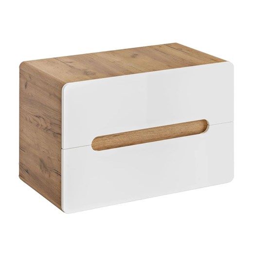 Wisząca szafka pod umywalkę nablatową biały połysk - Zeftox 8X 80 cm ze sklepu Edinos.pl w kategorii Szafki i regały łazienkowe - zdjęcie 179279863