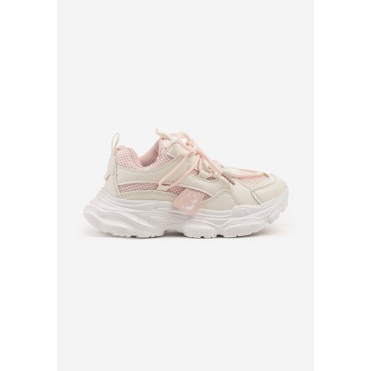 Biało-Różowe Buty Sportowe Sneakersy z Tłoczoną Cholewką Ellivenne ze sklepu renee.pl w kategorii Buty sportowe dziecięce - zdjęcie 179280521
