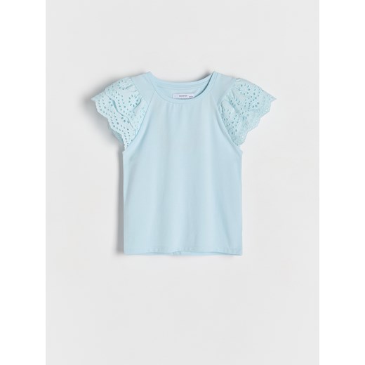 Reserved - Bluzka z ażurowymi rękawami - lawendowy Reserved 140 (9 lat) Reserved