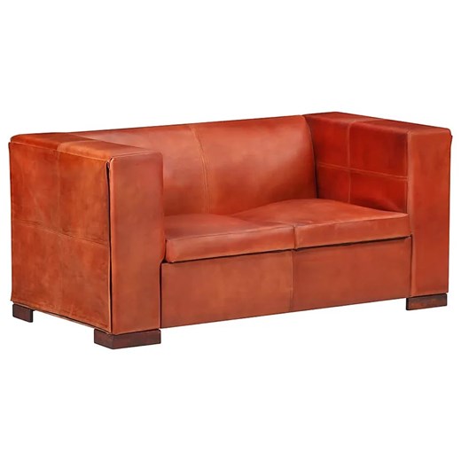 2-osobowa sofa z ciemnobrązowej skóry naturalnej - Vino 2Q ze sklepu Edinos.pl w kategorii Sofy i kanapy - zdjęcie 179284981