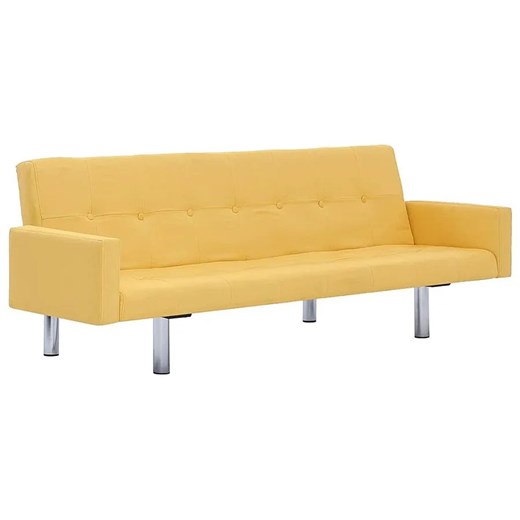 Rozkładana sofa Enya z podłokietnikami - żółta ze sklepu Edinos.pl w kategorii Sofy i kanapy - zdjęcie 179286113