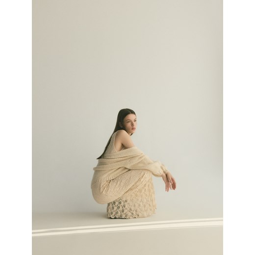 Reserved - Koronkowa sukienka maxi - kremowy ze sklepu Reserved w kategorii Sukienki - zdjęcie 179287400