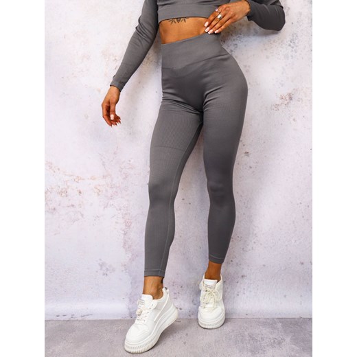 KOMPLET PRĄŻKOWANY MODELUJĄCY LEGGINSY+ TOP- SZARY ze sklepu olika.com.pl w kategorii Komplety i garnitury damskie - zdjęcie 179288041