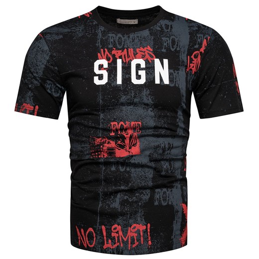 T-shirt męski bawełniany czarny z nadrukami Recea ze sklepu Recea.pl w kategorii T-shirty męskie - zdjęcie 179288130
