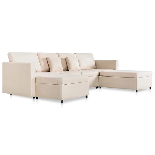 4-osobowa rozkładana kremowa sofa - Umika 4X ze sklepu Edinos.pl w kategorii Sofy i kanapy - zdjęcie 179288942