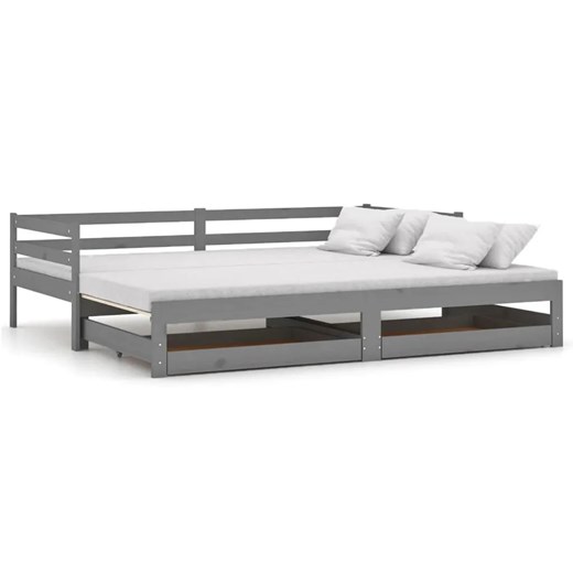Szare łóżko z podwójnymi szufladami na pościel - Ikis 3X 90 / 180 x 200 cm ze sklepu Edinos.pl w kategorii Łóżka i materace - zdjęcie 179289041