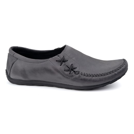 Buty męskie mokasyny skórzane wsuwane 306KZ szare ze sklepu butyolivier w kategorii Mokasyny męskie - zdjęcie 179289702