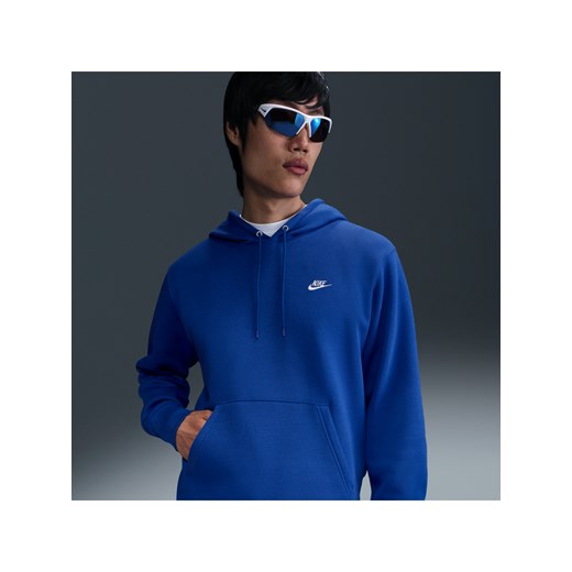 Męska dzianinowa bluza z kapturem Nike Club - Niebieski ze sklepu Nike poland w kategorii Bluzy męskie - zdjęcie 179308312