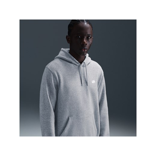 Męska dzianinowa bluza z kapturem Nike Club - Szary ze sklepu Nike poland w kategorii Bluzy męskie - zdjęcie 179308374