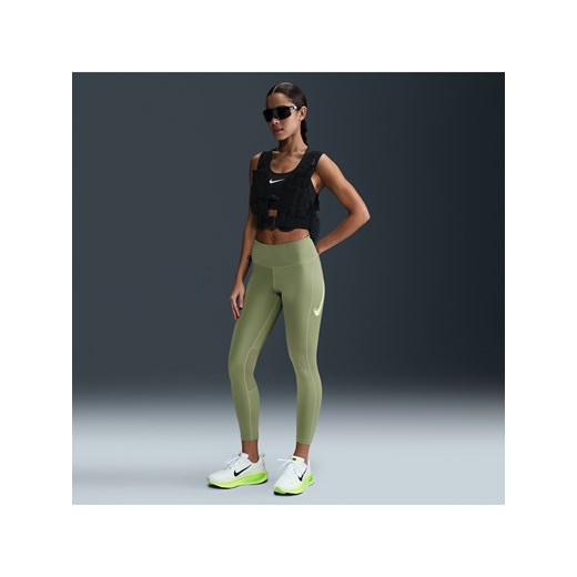 Damskie legginsy 7/8 ze średnim stanem Nike Fast - Zieleń ze sklepu Nike poland w kategorii Spodnie damskie - zdjęcie 179308523