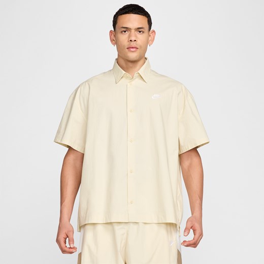 Koszula męska Nike beżowa z krótkim rękawem z klasycznym kołnierzykiem 