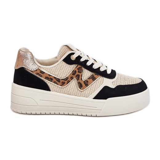 Buty Sportowe Damskie Na Platformie Panterka Czarne ze sklepu ButyModne.pl w kategorii Buty sportowe damskie - zdjęcie 179312554