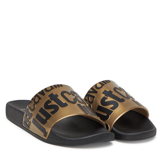 Klapki damskie Just Cavalli bez zapięcia czarne casual płaskie