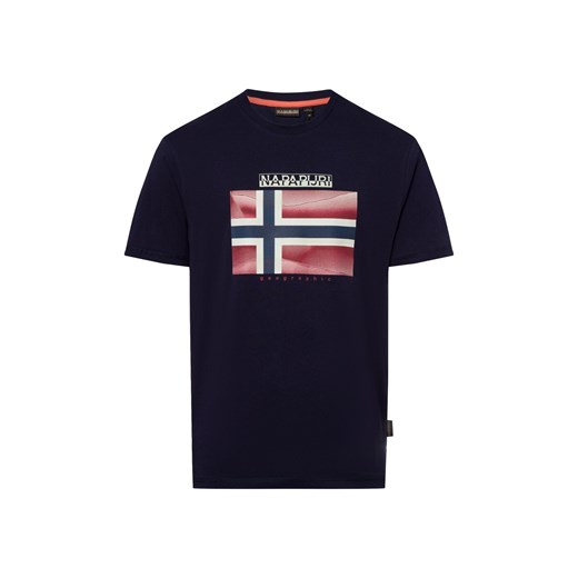 Napapijri Koszulka męska - Lari Mężczyźni Bawełna granatowy nadruk ze sklepu vangraaf w kategorii T-shirty męskie - zdjęcie 179315502