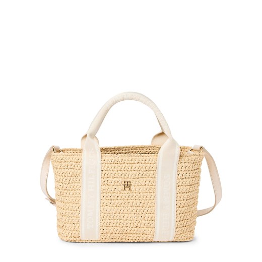 Tommy Hilfiger Damska shopperka - TH SPRING LOGO MINI TOTE Kobiety Tekstylia waniliowy jednolity ze sklepu vangraaf w kategorii Torby Shopper bag - zdjęcie 179315531