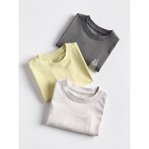 Reserved - Bawełniany t-shirt 3 pack - jasnoszary ze sklepu Reserved w kategorii T-shirty chłopięce - zdjęcie 179316314