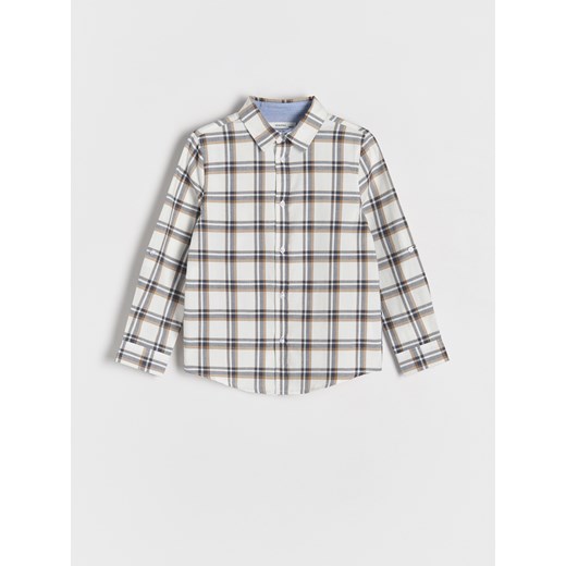 Reserved - Bawełniana koszula w kratę - beżowy Reserved 116 (5-6 lat) Reserved